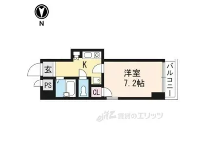 エステムコート御所南(1K/4階)の間取り写真