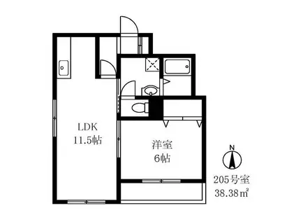 ヴェルドール芳花園(1LDK/2階)の間取り写真
