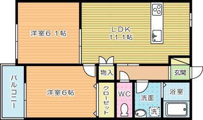 FLEUR RIZIERE 緑ヶ丘(2LDK/3階)の間取り写真