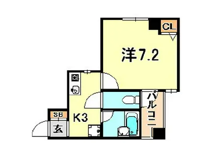 ヴィラ神戸(1K/4階)の間取り写真