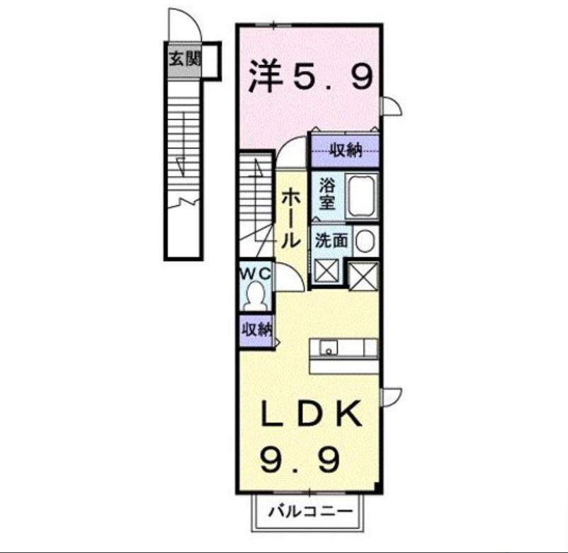 ロイヤルピジョン(1LDK/2階)の間取り写真