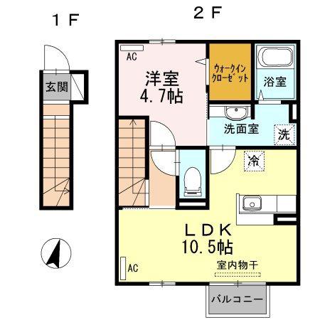 グランドール(1LDK/2階)の間取り写真