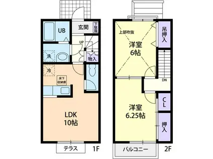 グランド フォンティーヌA(2LDK/1階)の間取り写真