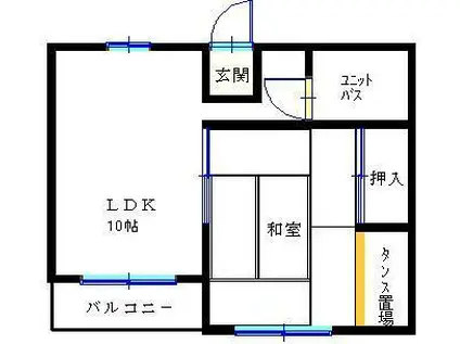 徳毛ビル(1LDK/2階)の間取り写真