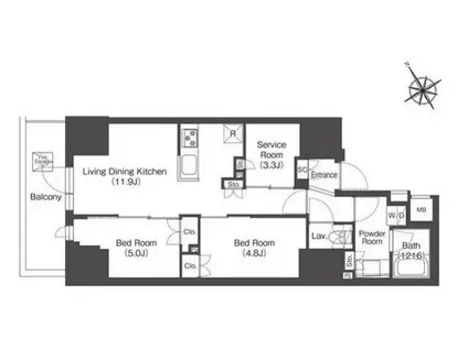 コンフォリア・リヴ板橋(2SLDK/8階)の間取り写真