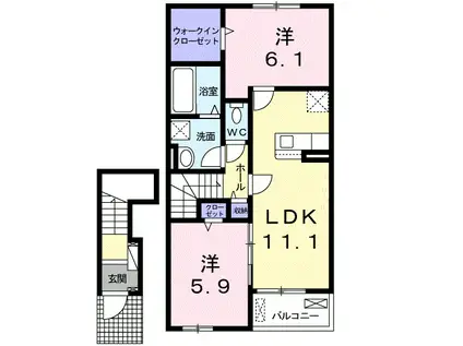 ル・プルミエ(2LDK/2階)の間取り写真