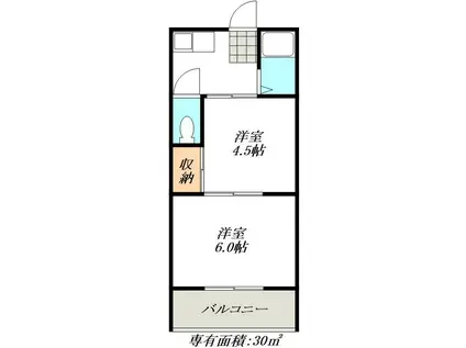 メゾンアオキ(2K/3階)の間取り写真