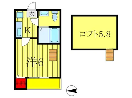 シティドルチェ馬橋(1K/2階)の間取り写真