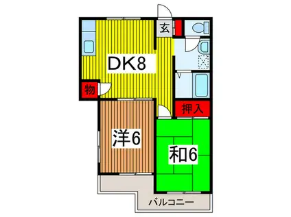 メゾン高砂(2DK/2階)の間取り写真