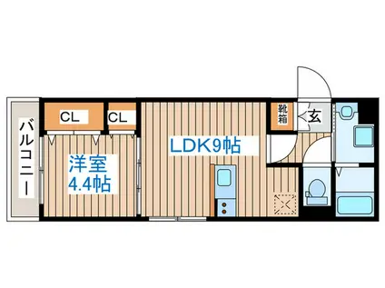 BLESSED LIFE花京院(1LDK/1階)の間取り写真