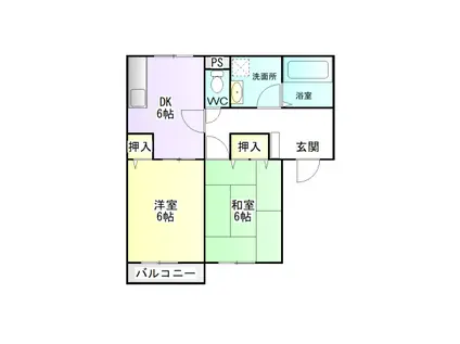 ドリームハイツ陽光(2DK/2階)の間取り写真