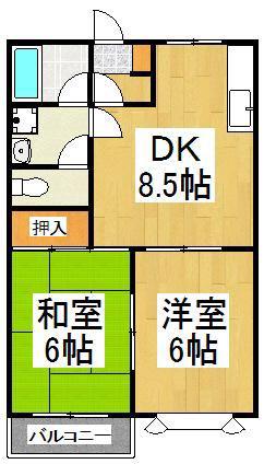 フレール西川B(2DK/2階)の間取り写真