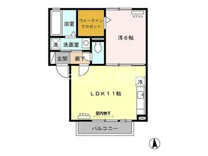 ベルテサクラ(1LDK/2階)の間取り写真