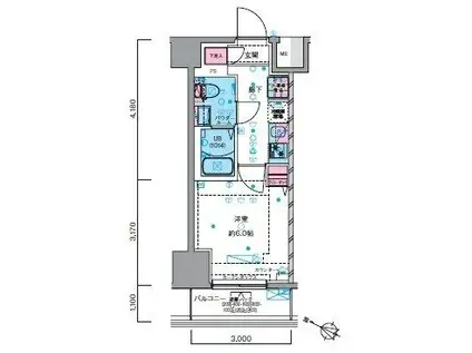 GENOVIA青砥SKYGARDEN(1K/14階)の間取り写真