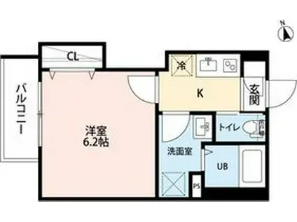 リュクスシティー黄金(1K/2階)の間取り写真
