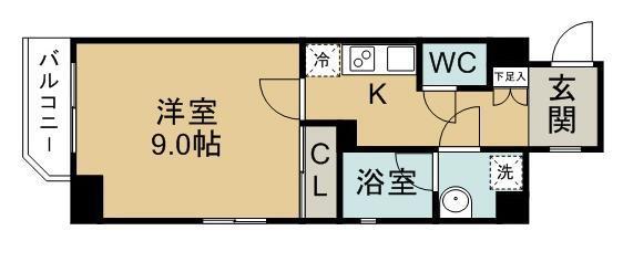 しゃとれ新寺(1K/4階)の間取り写真