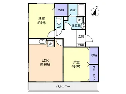 グランド・ソレーユI(2LDK/3階)の間取り写真