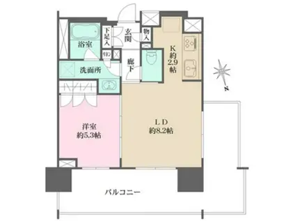 ベリスタ文京関口(1LDK/4階)の間取り写真