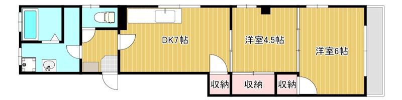 東マンション(2DK/3階)の間取り写真