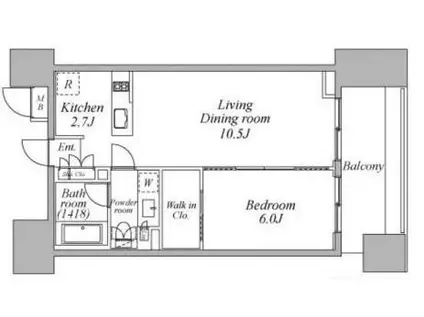 レジディア芝浦KAIGAN レジディア芝浦KAIGAN(1LDK/4階)の間取り写真
