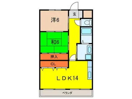 ハイツ辻(2LDK/1階)の間取り写真