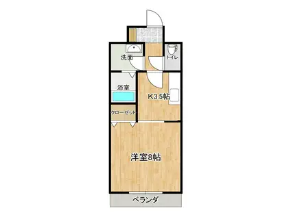 ペイサージュM(1K/4階)の間取り写真