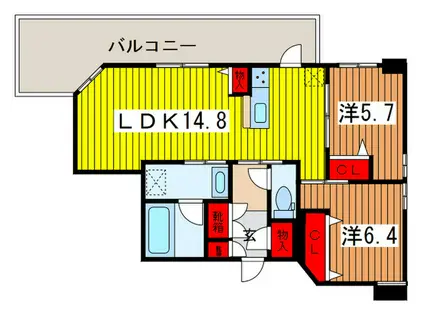 VILLA 彩の杜(2LDK/1階)の間取り写真