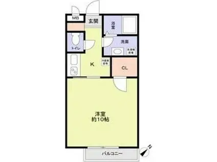 メープルガーデン(1K/2階)の間取り写真