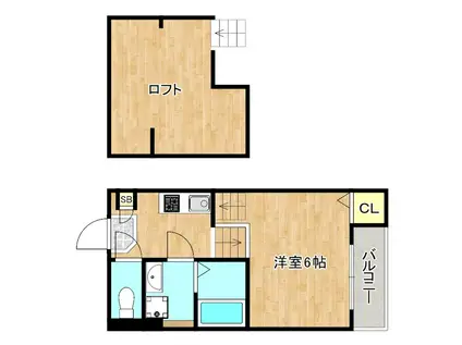 ハーモニーテラス林寺V(1K/2階)の間取り写真