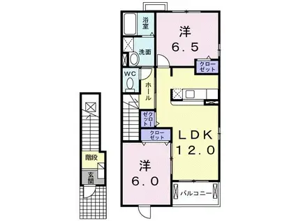 サンリッツヴィラB(2LDK/2階)の間取り写真