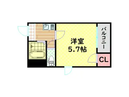 ノールプレール新町(1K/5階)の間取り写真