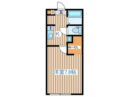 フォンティーヌ(1K/1階)の間取り写真