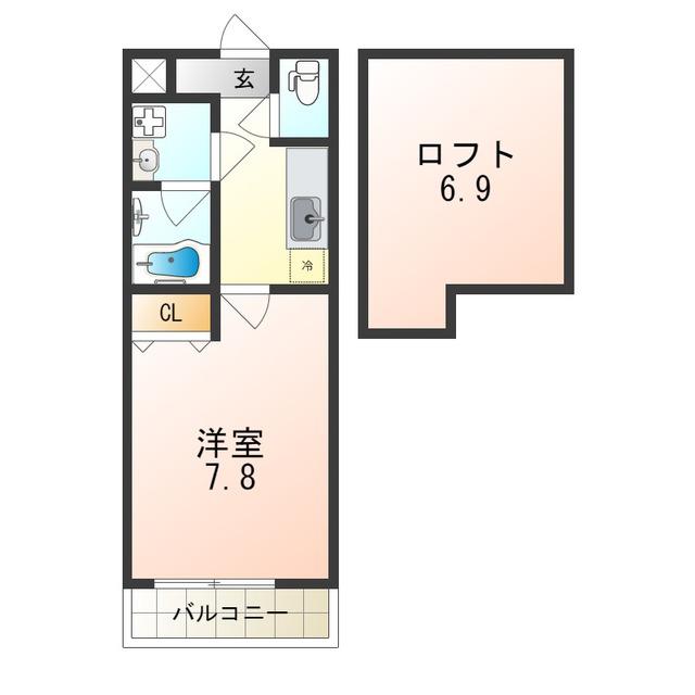 エスティームII番館(1K/2階)の間取り写真