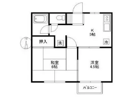 フラッツ片瀬山I(2DK/2階)の間取り写真