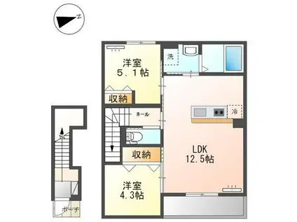 YSK・ユウセイ(2LDK/2階)の間取り写真