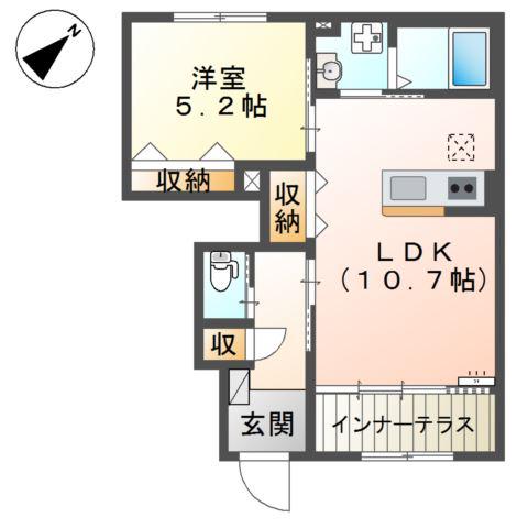 龍野町アパート(1LDK/1階)の間取り写真