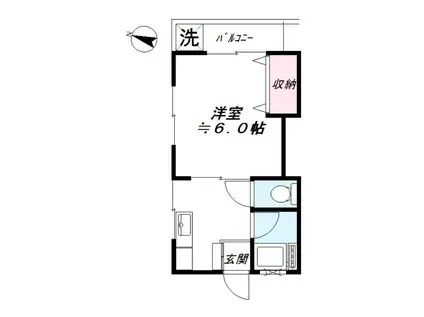 沖野ハイツ(1K/2階)の間取り写真