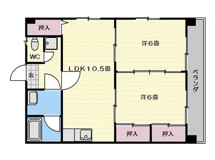 クレストハウス吉野(2LDK/3階)の間取り写真