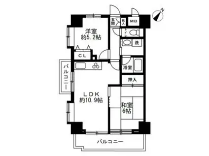 マンションアクロス西巣鴨(2LDK/3階)の間取り写真