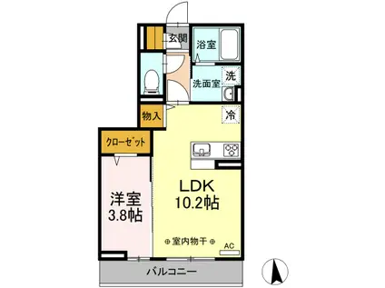 LUPINUS A棟(1LDK/3階)の間取り写真