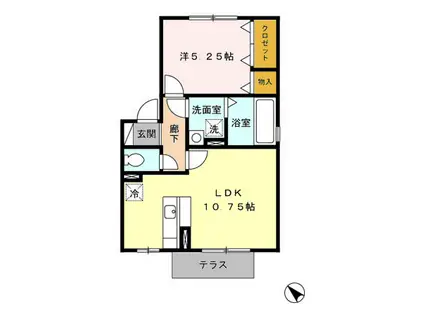 TRIBUTE(1LDK/1階)の間取り写真