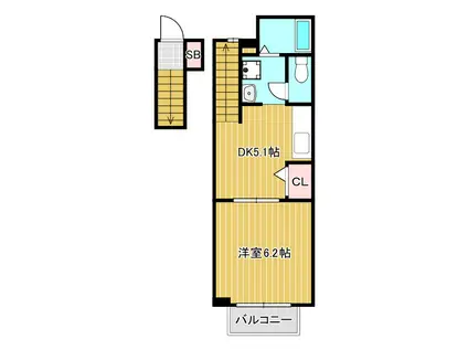 グランポン魚住(1DK/2階)の間取り写真