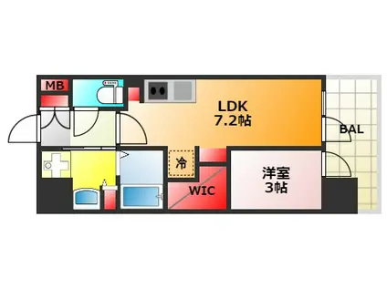 アーバネックス新町I(1LDK/4階)の間取り写真