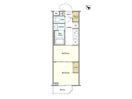 フレシア経堂(2K/2階)の間取り写真