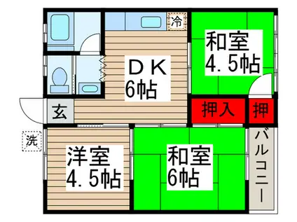 第2八木原コーポ(3DK/1階)の間取り写真