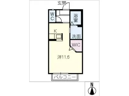 ジュネス幸・II(ワンルーム/1階)の間取り写真