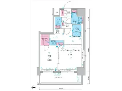 ジェノヴィア両国IVスカイガーデン(1LDK/9階)の間取り写真