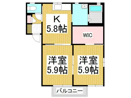 サウスシャトーA(2K/1階)の間取り写真