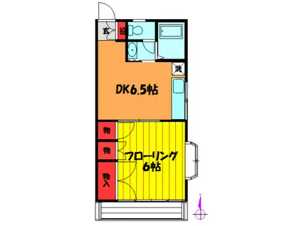 コスモハイツ(1DK/2階)の間取り写真