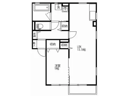 グリーンハイツ博東(1LDK/2階)の間取り写真